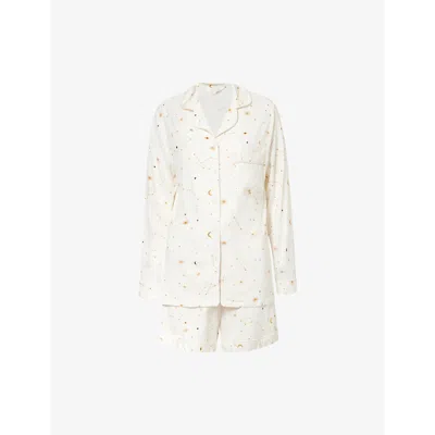 The Nap Co Womens Graphic-print Long-sleeve Jersey Pyjama Set Half Moon Print In Half Moon Print