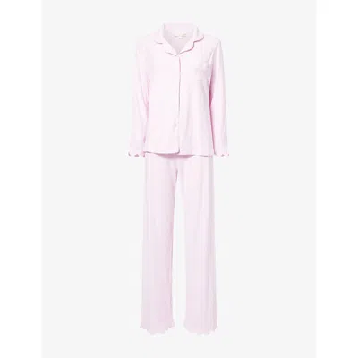 The Nap Co Womens Lilac/ Pink Scallop Long-sleeve Modal-jersey Pyjama Set Xs