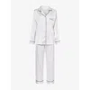 The Nap Co Womens  Relaxed-fit Striped Satin Pyjama Set In Lilac/navy