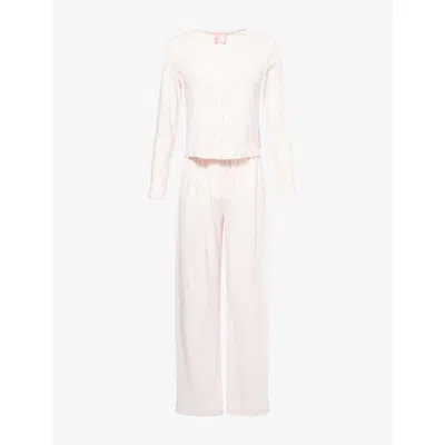 The Nap Co Womens Ru & Rocka X  Pointelle Cotton-jersey Pyjama Set Pink