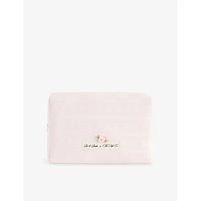 The Nap Co Womens Pink X Ru & Rocka Embroidered Cotton Make-up Bag