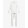The Nap Co All-over Pattern Piped Stretch-jersey Pyjama Set In Grey Marl