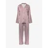 The Nap Co Womens Contrast-piping Straight-leg Stretch-woven Pyjama Set Cherry Stripe