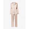 The Nap Co Womens Contrast-piping Straight-leg Stretch-woven Pyjama Set Warm Beige