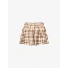 The Nap Co Womens Gingham-print Satin Stretch-woven Shorts Brown Gingham In Brown Gingham