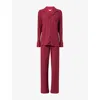 The Nap Co Womens  Stretch Ribbed Long-sleeve Modal-jersey Pyjama Set In Red