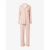 The Nap Co Womens  Stretch Stripe Long-sleeve Modal-jersey Pyjama Set In Pink