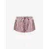 The Nap Co Womens Striped-print Drawstring Stretch-woven Shorts Cherry Stripe In Cherry Stripe