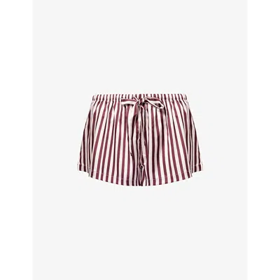 The Nap Co Womens Striped-print Drawstring Stretch-woven Shorts Cherry Stripe