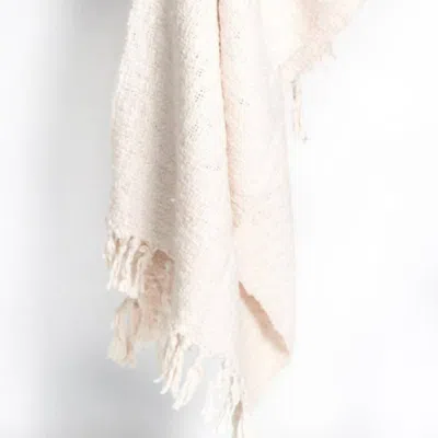 The Nascent Textured Oxford Throw Blanket Cream In Neutral