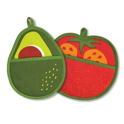 The Neighborgoods Avocado & Tomato Pot Holders Set Of 2 In Multi