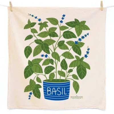 The Neighborgoods Basil Dish Towel + Sponge Cloth Gift Set In Multi