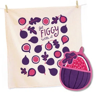The Neighborgoods Fig Tea Towel And Pot Holder Set In Purple