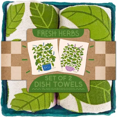 The Neighborgoods Fresh Herbs- Dish Towel Set Of 2 In Multi