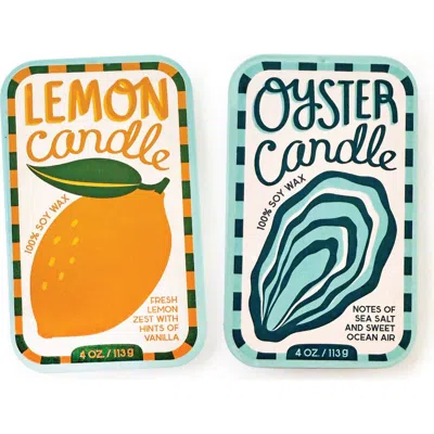 The Neighborgoods Lemon & Oyster Candle Set Of 2 In Multi