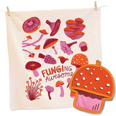 The Neighborgoods Mushroom Tea Towel And Pot Holder Set In Multi