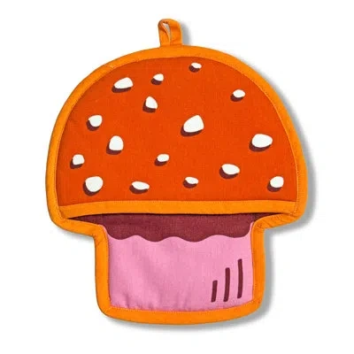 The Neighborgoods Mushroom Tea Towel And Pot Holder Set In Orange