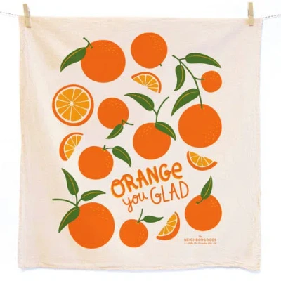 The Neighborgoods Orange Dish Towel + Sponge Cloth Gift Set In Multi