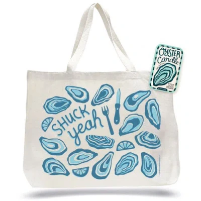 The Neighborgoods Oyster Candle & Tote Gift Set In Blue