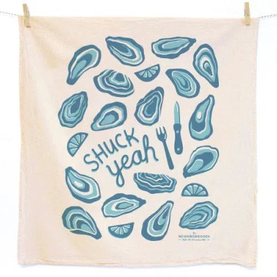 The Neighborgoods Oysters Dish Towel + Sponge Cloth Gift Set In Blue