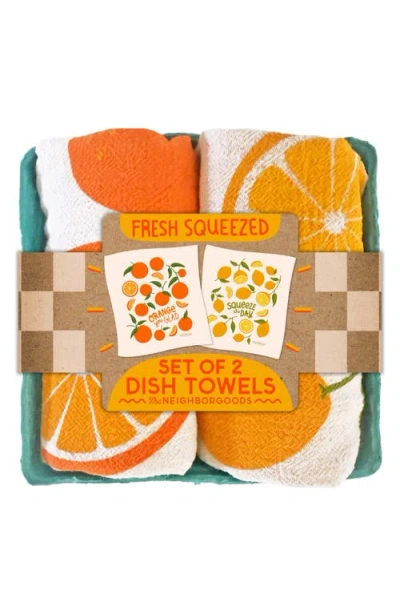 The Neighborgoods Set Of 2 Lemon Orange Dish Towels In Multi