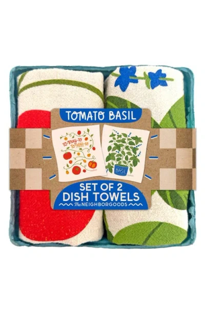 The Neighborgoods Set Of 2 Tomato & Basil Dish Towels In Multi