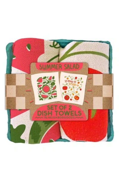 The Neighborgoods Set Of 2 Tomato & Watermelon Dish Towels In Multi
