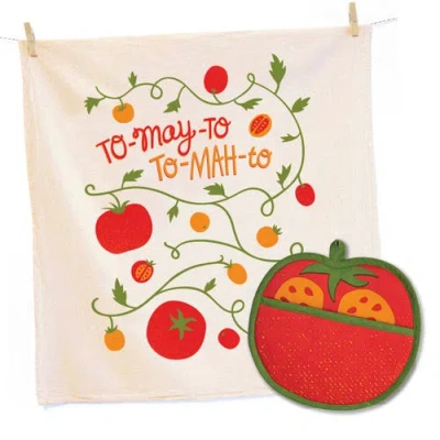 The Neighborgoods Tomato Tea Towel And Pot Holder Set In Multi