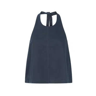 The New Archive Women's Blue The Tie Halter Neck Top