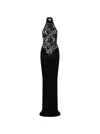 The New Arrivals By Ilkyaz Ozel Cass Lace Halterneck Gown Derriere Noir In Black