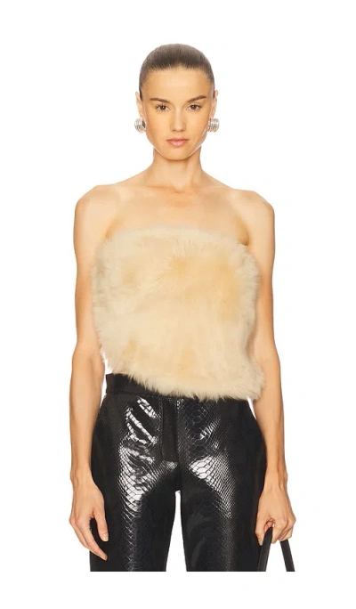 The New Arrivals By Ilkyaz Ozel Dogi Shearling Top In Neutral