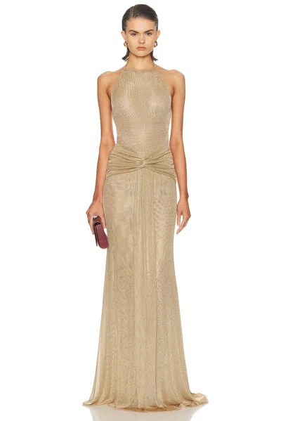 The New Arrivals By Ilkyaz Ozel Euphorie Metallic Knit Dress In Gold