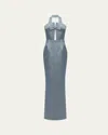 The New Arrivals By Ilkyaz Ozel Holly Bow Detailed Maxi Dress In Gray