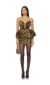 The New Arrivals By Ilkyaz Ozel Lia Cotton Peplum Mini Dress In Animal Print