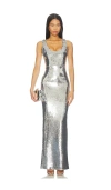 The New Arrivals By Ilkyaz Ozel Manu Sequin Maxi Dress In Silver