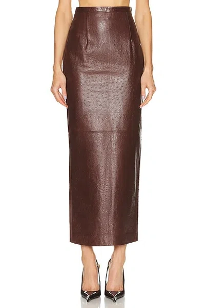 The New Arrivals By Ilkyaz Ozel Raja Leather Skirt In Brown