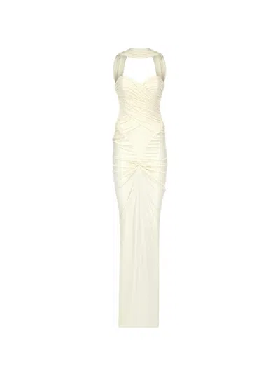 The New Arrivals By Ilkyaz Ozel Samsara Ruched Jersey Dress - Casablanca Lily In Neutrals
