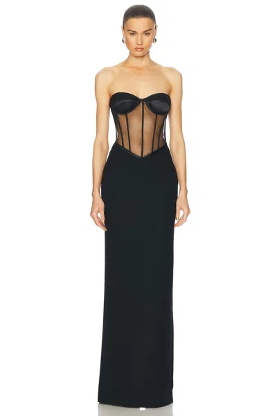 The New Arrivals By Ilkyaz Ozel Tara Gown In Obsidian Black