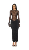 The New Arrivals By Ilkyaz Ozel Vivienne Lace Maxi Dress In Brown