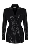 The New Arrivals Ilkyaz Ozel 01 Croc-embossed Leather Blazer In Black