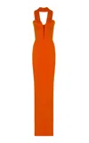 The New Arrivals Ilkyaz Ozel Africa Crepe Satin Bustier Maxi Dress In Orange
