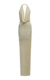 The New Arrivals Ilkyaz Ozel Agel Cowl-neck Gown In Yellow