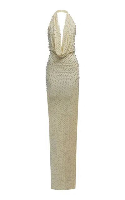 The New Arrivals Ilkyaz Ozel Agel Cowl-neck Gown In Yellow