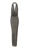 The New Arrivals Ilkyaz Ozel Agel Le Chevalier Draped Dress In Silver