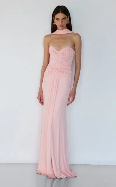 The New Arrivals Ilkyaz Ozel Amanda Fantasme Pleated Dress In Pink