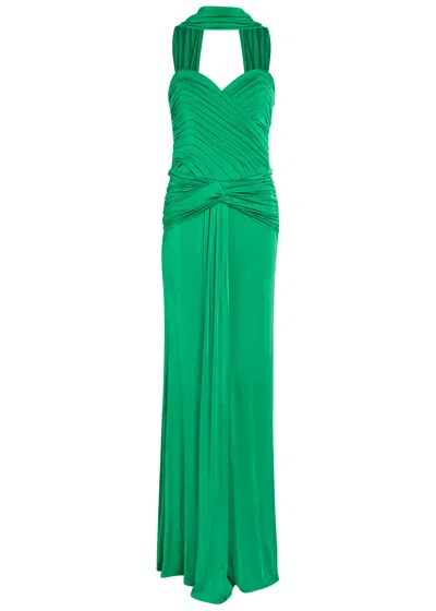 The New Arrivals Ilkyaz Ozel Amanda Stretch-jersey Maxi Dress In Green
