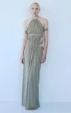 The New Arrivals Ilkyaz Ozel Anouk Draped Evening Gown In Gray