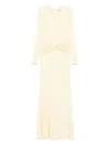 The New Arrivals Ilkyaz Ozel Azure Twist-front Maxi Dress In Neutral