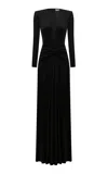 The New Arrivals Ilkyaz Ozel Azure Plunging Gown In Black