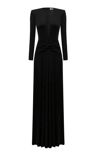The New Arrivals Ilkyaz Ozel Azure Plunging Gown In Black